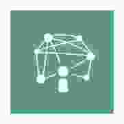Connect icon - simple graphic representation of person with circles connected by lines above their head on green background