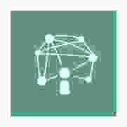  Connect icon - simple graphic representation of person with circles connected by lines above their head on green background