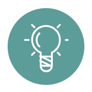  Disseminate icon - white outline of light bulb with lines to indicate it as being turned on, on green background